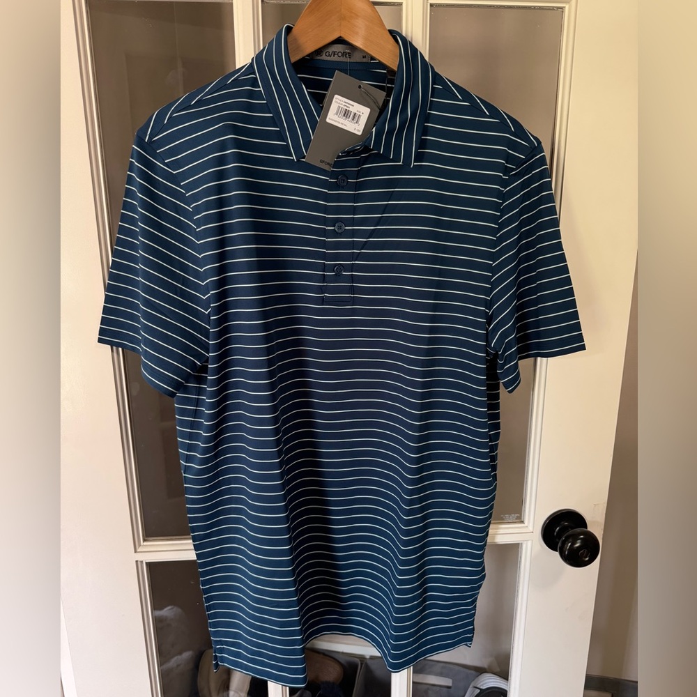G/fore men’s golf polo nwt size medium blue striped